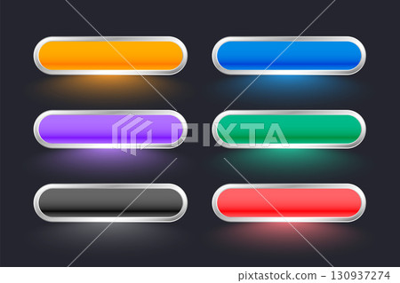 set of six colorful web button sign with empty space set of six colorful web button sign with empty space 130937274