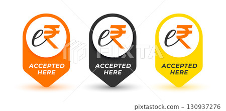 set of indian erupi token accepted here tags for safe and secure payment 130937276
