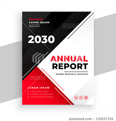 black and red annual report template a corporate document or catalog 130937294