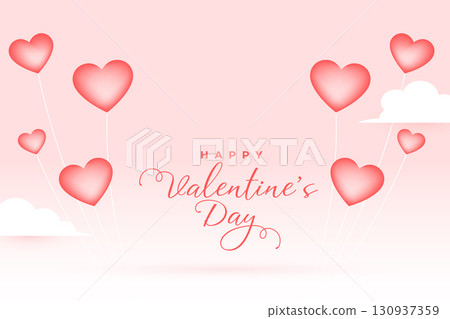 beautiful happy valentine day background with heart balloon 130937359