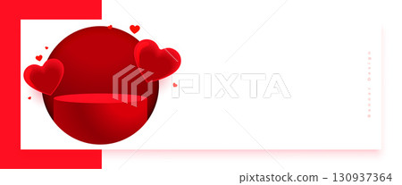 empty 3d podium platform with cute love heart banner design empty 3d podium platform with cute love heart banner design 130937364