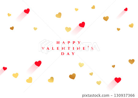 happy valentines day background with red and golden love hearts decor 130937366