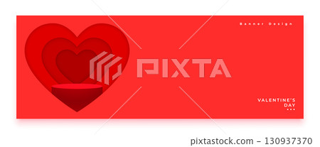 happy valentine day greeting banner with 3d podium platform happy valentine day greeting banner with 3d podium platform 130937370