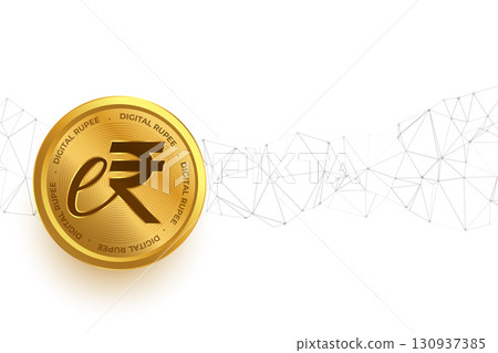 digital indian currency e-rupi symbol on golden coin design digital indian currency e-rupi symbol on golden coin design 130937385