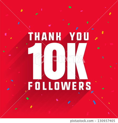 modern 10k social media followers celebration background with confetti modern 10k social media followers celebration background with confetti 130937405