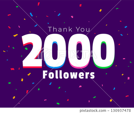 3d style 2k or 2000 followers social media success party background 3d style 2k or 2000 followers social media success party background 130937478
