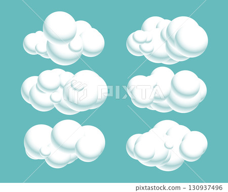 collection of fluffy clouds icon for natural weather 130937496