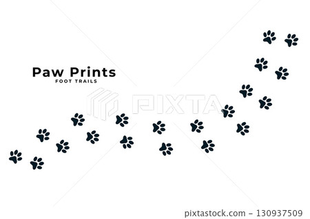 cute paw print trail white background design 130937509