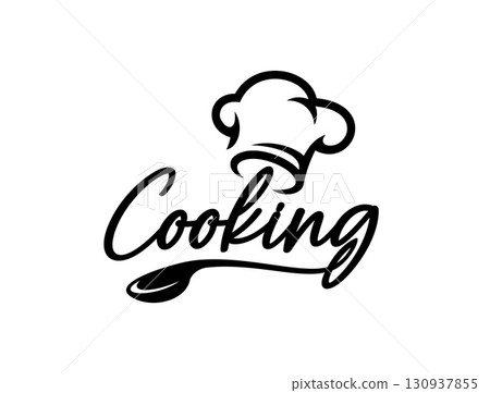 Cooking icon of chef toque hat and ladle spoon for restaurant or cuisine, vector emblem. Chef cooking hat or toque cap in silhouette line for cooking school, gourmet cuisine restaurant or gastro bar Cooking icon of chef toque hat and ladle spoon for restaurant or cuisine, vector emblem. Chef cooking hat or toque cap in silhouette line for cooking school, gourmet cuisine restaurant or gastro bar 130937855
