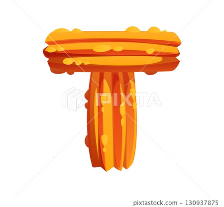 Font, sweet dessert type and cookie biscuit typeface for bakery pastry, cartoon vector. Confectionery English alphabet and pastry dessert font of letter T as sweet shortbread fingers or biscuit cookie 130937875