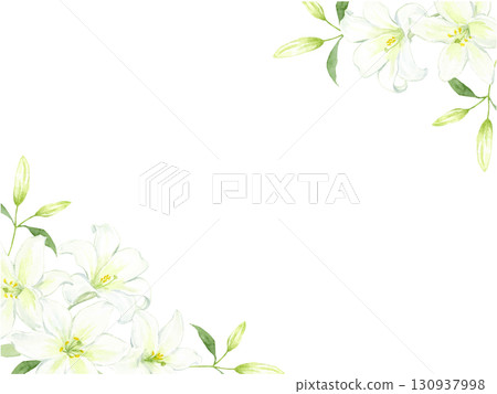 Watercolor white lily frame Watercolor white lily frame 130937998