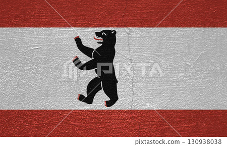 The official flag of Germany's capital, Berlin, on the texture of a cracked wall. Conceptual collage 130938038