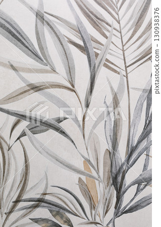 Delicate gray leaves create a soothing ambiance in a modern interior design setting Delicate gray leaves create a soothing ambiance in a modern interior design setting 130938376