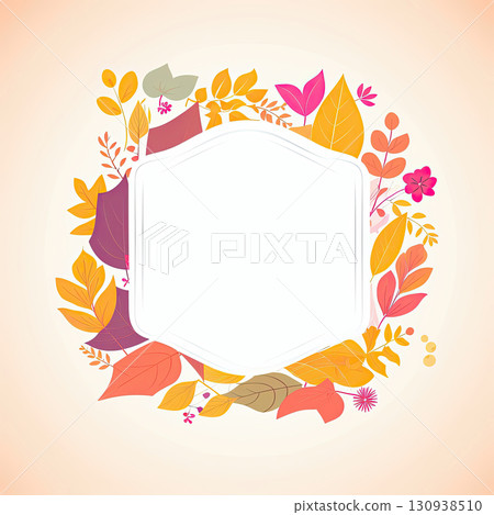 empty space surrounded by vibrant autumn leaves, perfect for your fall sale or promotion, in a simple style with colorful foliage. 130938510