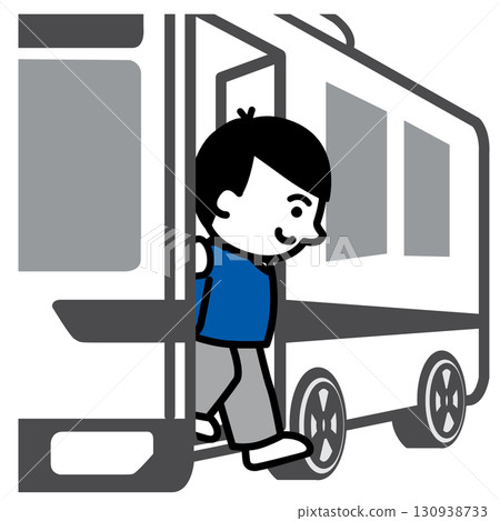 Getting off the bus | Movement action card and visual support icon (Get out of the bus) 130938733