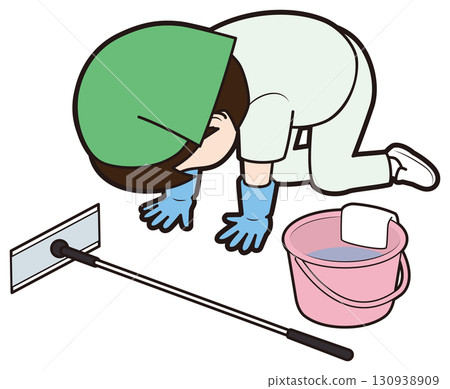 女清潔人員感到沮喪 130938909