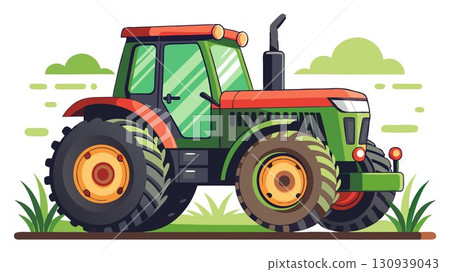 This high resolution image captures the powerful presence and robust design of farm tractors, producing a strong and versatile aesthetic ideal for agricultural publications, farming websites, or any 130939043