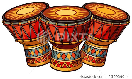 This high resolution image captures the rich textures, vibrant colors, and intricate details of African drums, producing a sophisticated and culturally rich aesthetic ideal for musical publications, This high resolution image captures the rich textures, vibrant colors, and intricate details of African drums, producing a sophisticated and culturally rich aesthetic ideal for musical publications, 130939044