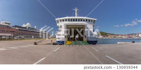 Ferry at the port of Split Croatia with city view Ferry at the port of Split Croatia with city view 130939344