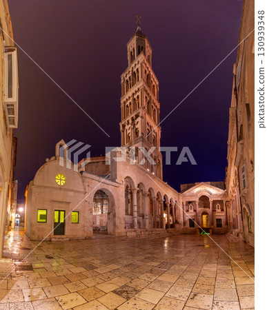 Peristyle of Diocletian Palace in Split Croatia at Night Peristyle of Diocletian Palace in Split Croatia at Night 130939348