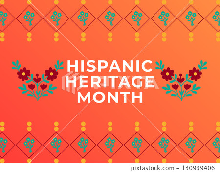 Hispanic heritage month decorative floral art design 130939406
