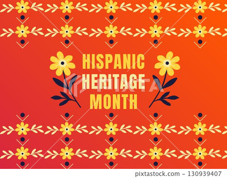Hispanic heritage month floral folk art background Hispanic heritage month floral folk art background 130939407