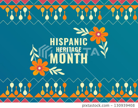 Hispanic heritage month floral ornament festive pattern 130939408