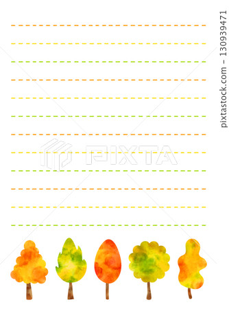 Watercolor background, autumn leaves design letter paper 130939471
