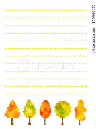 Watercolor background, autumn leaves design letter paper Watercolor background, autumn leaves design letter paper 130939472