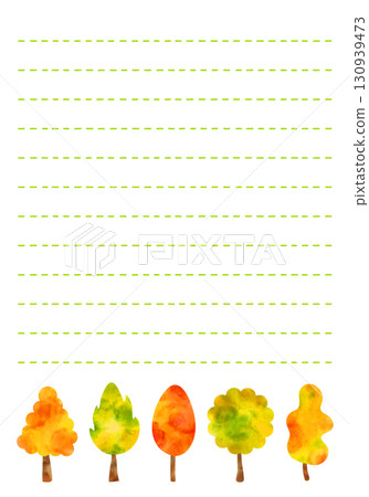 Watercolor background, autumn leaves design letter paper Watercolor background, autumn leaves design letter paper 130939473