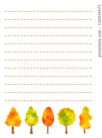 Watercolor background, autumn leaves design letter paper Watercolor background, autumn leaves design letter paper 130939475