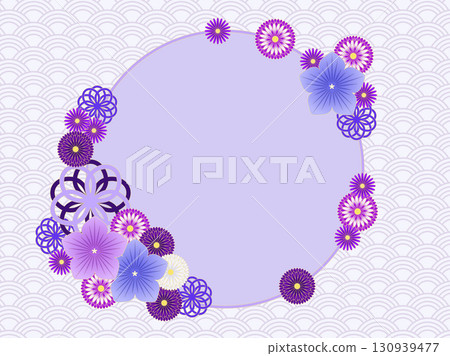 紫色和風鈴草日式框架背景 紫色和風鈴草日式框架背景 130939477