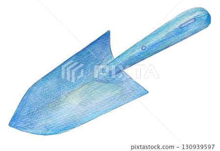 Watercolor illustration, hand-drawn illustration, analog illustration, shovel Watercolor illustration, hand-drawn illustration, analog illustration, shovel 130939597