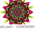 Colorful mandala with intricate symmetrical patterns in pink, blue, yellow, and green. Perfect for spiritual, decorative, or artistic design themes. Colorful mandala with intricate symmetrical patterns in pink, blue, yellow, and green. Perfect for spiritual, decorative, or artistic design themes. 130939599