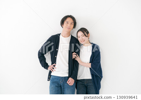 Male and female couple standing side by side Male and female couple standing side by side 130939641