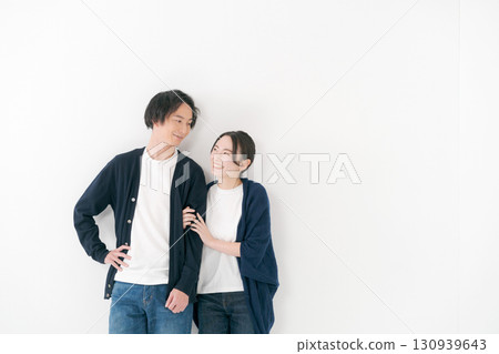 Male and female couple standing side by side 130939643