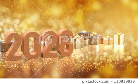 The Gold Gift box  and 2026 for Holiday or celebration concept 3d Rendering. 130939939