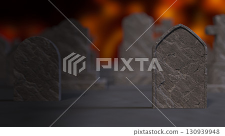The Grave stone for Halloween concept 3d Rendering. 130939948