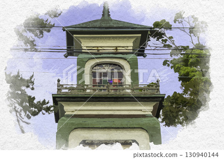 石川縣金澤市新門尾山神社水彩畫 130940144