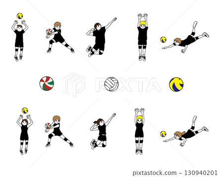 Volleyball men's and women's uniform black set 130940201