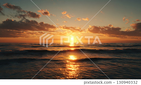 Beautiful sunset sky, sunset and seascape 130940332