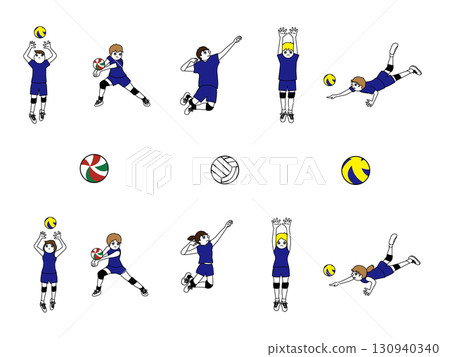 Volleyball men's and women's uniforms blue set Volleyball men's and women's uniforms blue set 130940340