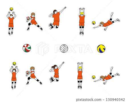 Volleyball men's and women's uniform orange set Volleyball men's and women's uniform orange set 130940342