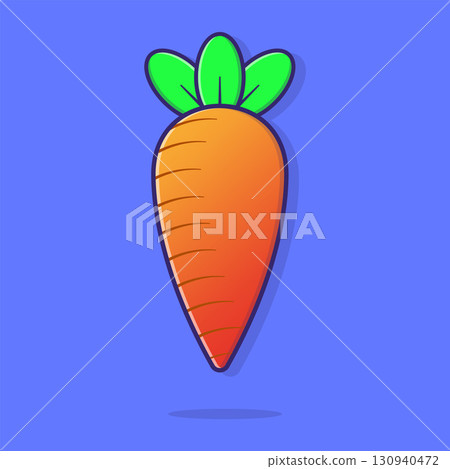 Bright orange carrot with green leaves perfect for food blogs, nutrition articles, cooking websites, and vegetablerelated designs. Vibrant and fresh. 130940472