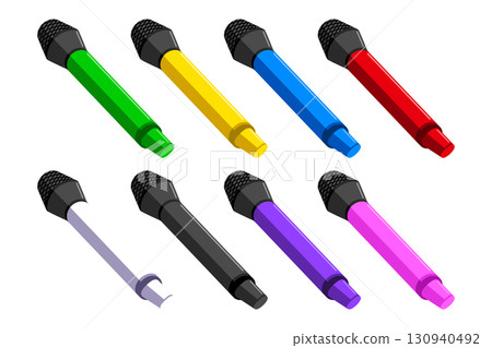 Microphone Red Blue Yellow Green Pink Purple Black White 130940492