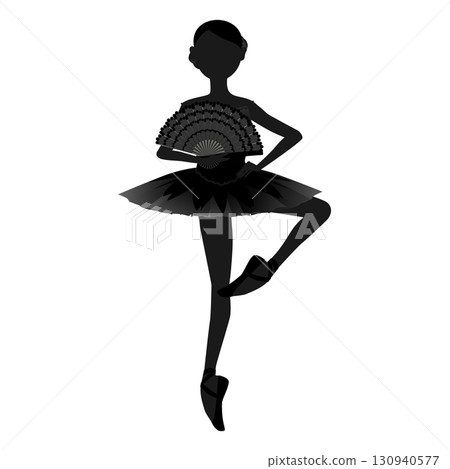 Silhouette illustration of a dancer, an image of a ballerina dancing Kitri from the ballet "Don Quixote" 130940577