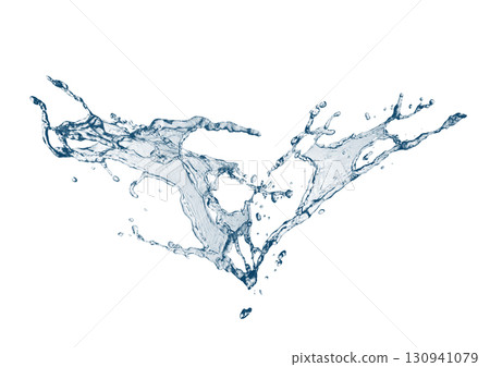 抽象藍色波浪和飛濺的 3d 插圖 抽象藍色波浪和飛濺的 3d 插圖 130941079