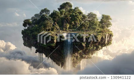 A mysterious island floating above a sea of clouds 130941122