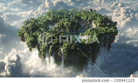 A mysterious island floating above a sea of clouds 130941125