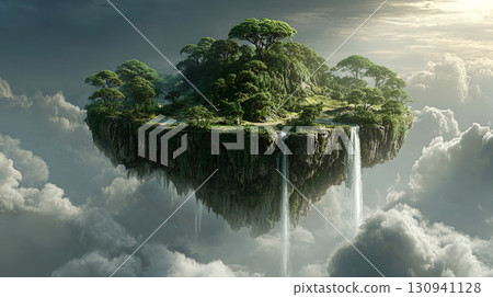 A mysterious island floating above a sea of clouds 130941128